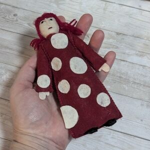 Handcrafted Red Doll with White Polka Dots